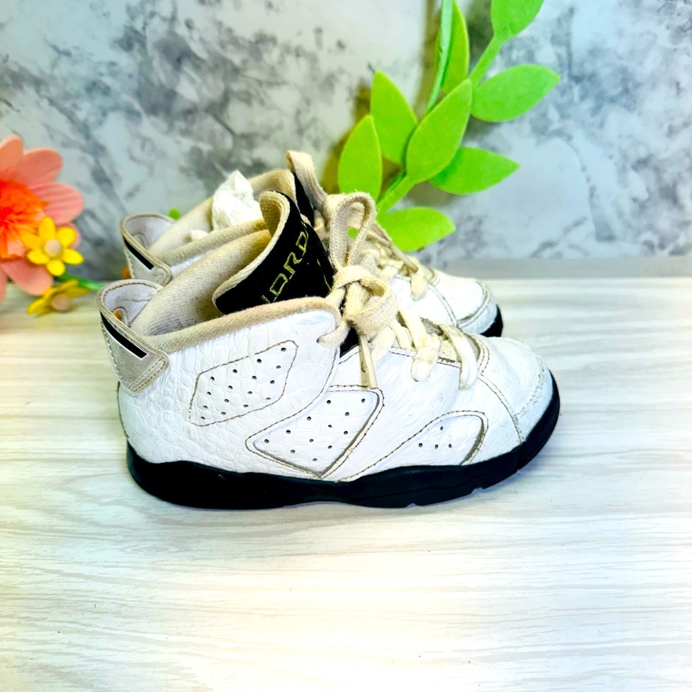 Nike Jordan 6 VI Retro Alligator Toddler Sneakers Shoes Size 9C White Black